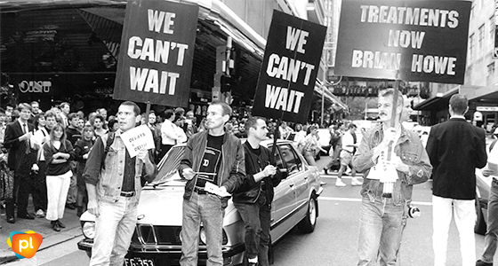 Jamie Dunbar, 1991 – HIV Activists protesting in Castlereagh Street, Sydney NSW